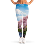 Mount Fuji And Cherry Blossom Print Women's Leggings