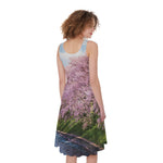 Mount Fuji And Cherry Blossom Print Women's Sleeveless Dress
