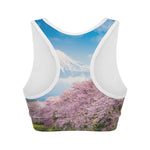 Mount Fuji And Cherry Blossom Print Women's Sports Bra