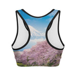 Mount Fuji And Cherry Blossom Print Women's Sports Bra