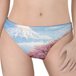 Mount Fuji And Cherry Blossom Print Women's Thong