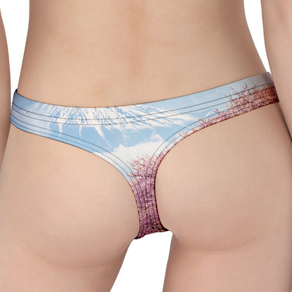 Mount Fuji And Cherry Blossom Print Women's Thong