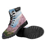 Mount Fuji And Cherry Blossom Print Work Boots