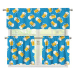 Mug Of Beer Pattern Print 3 Piece Kitchen Curtains