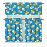 Mug Of Beer Pattern Print 3 Piece Kitchen Curtains