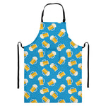 Mug Of Beer Pattern Print Bib Apron With Pocket