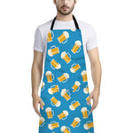 Mug Of Beer Pattern Print Bib Apron With Pocket