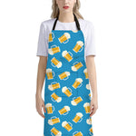 Mug Of Beer Pattern Print Bib Apron With Pocket