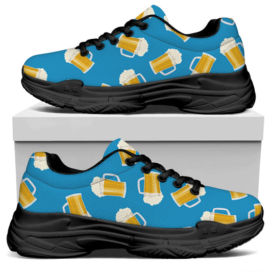 Mug Of Beer Pattern Print Black Chunky Shoes