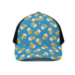 Mug Of Beer Pattern Print Black Mesh Trucker Cap