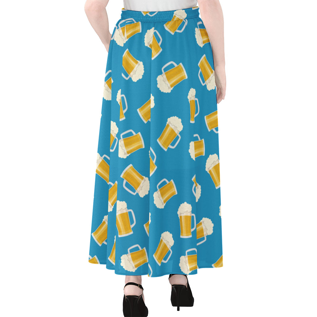 Mug Of Beer Pattern Print Chiffon Maxi Skirt
