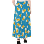 Mug Of Beer Pattern Print Chiffon Maxi Skirt