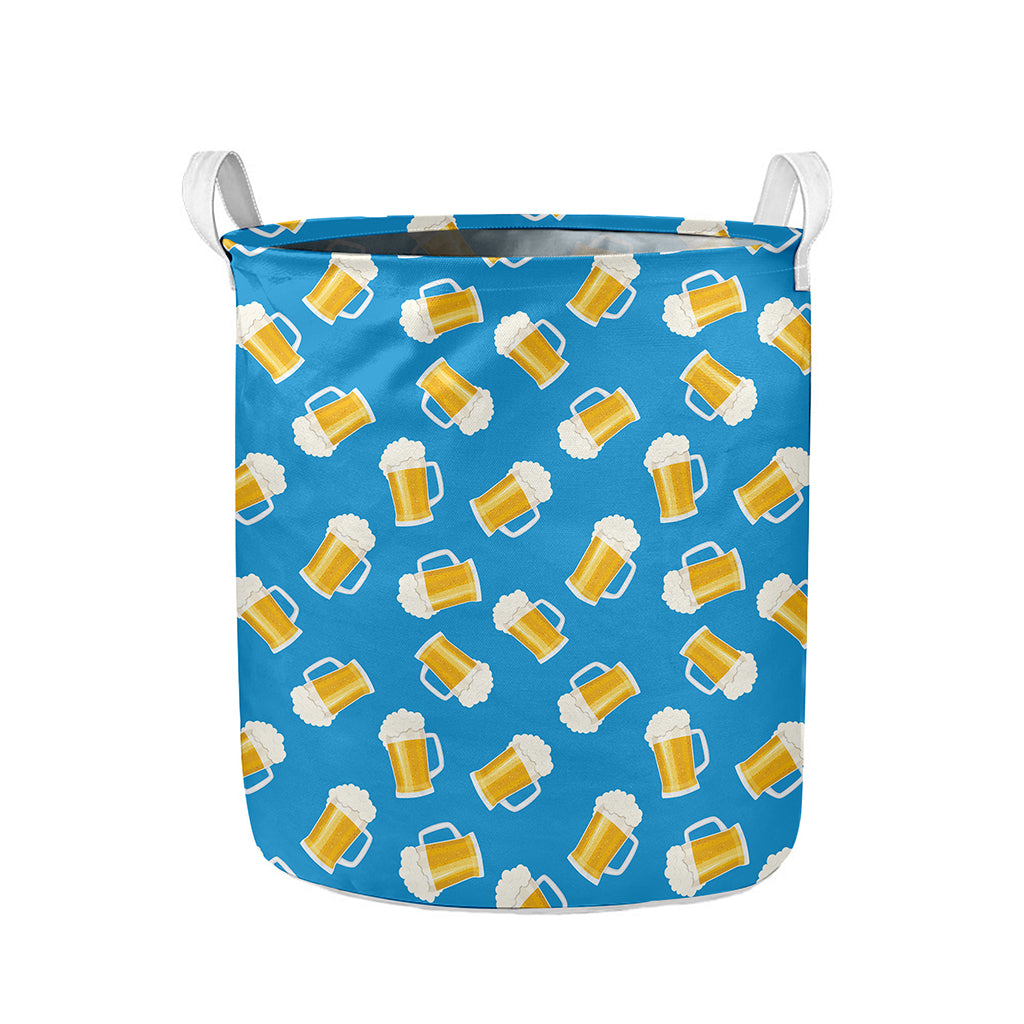 Mug Of Beer Pattern Print Collapsible Laundry Basket