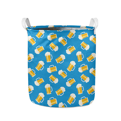 Mug Of Beer Pattern Print Collapsible Laundry Basket