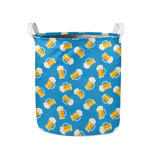 Mug Of Beer Pattern Print Collapsible Laundry Basket