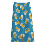 Mug Of Beer Pattern Print Cotton Front Slit Maxi Skirt