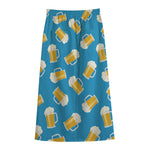 Mug Of Beer Pattern Print Cotton Front Slit Maxi Skirt