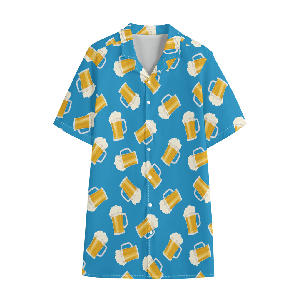 Mug Of Beer Pattern Print Cotton Hawaiian Shirt