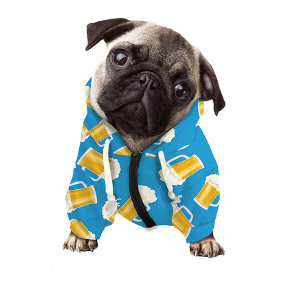 Mug Of Beer Pattern Print Dog Zip Up Hoodie