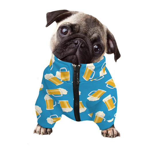 Mug Of Beer Pattern Print Dog Zip Up Jacket