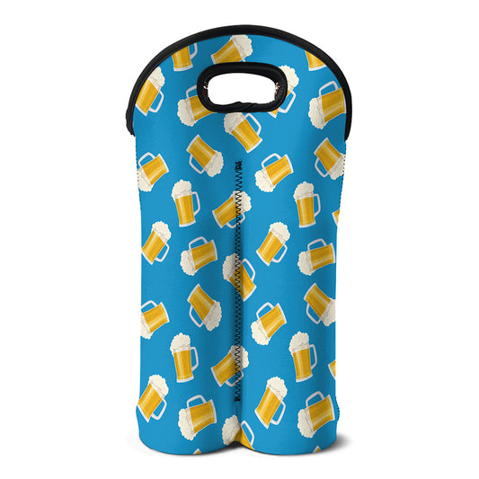 Mug Of Beer Pattern Print Double Neoprene Wine Tote