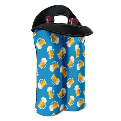Mug Of Beer Pattern Print Double Neoprene Wine Tote