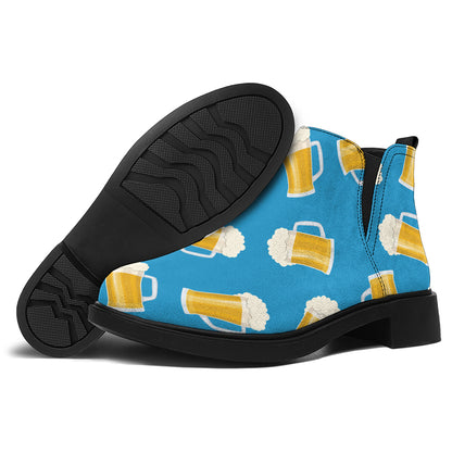 Mug Of Beer Pattern Print Flat Ankle Boots