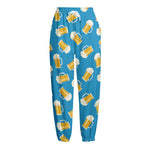 Mug Of Beer Pattern Print Fleece Lined Knit Pants