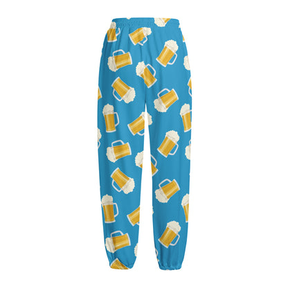 Mug Of Beer Pattern Print Fleece Lined Knit Pants