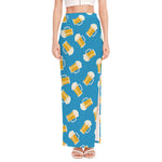 Mug Of Beer Pattern Print High Slit Maxi Skirt