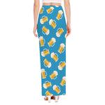 Mug Of Beer Pattern Print High Slit Maxi Skirt