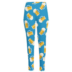 Mug Of Beer Pattern Print High-Waisted Pocket Leggings