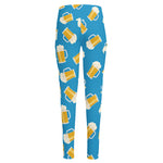 Mug Of Beer Pattern Print High-Waisted Pocket Leggings