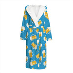 Mug Of Beer Pattern Print Hooded Bathrobe