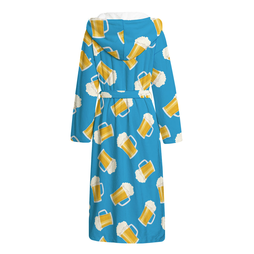 Mug Of Beer Pattern Print Hooded Bathrobe
