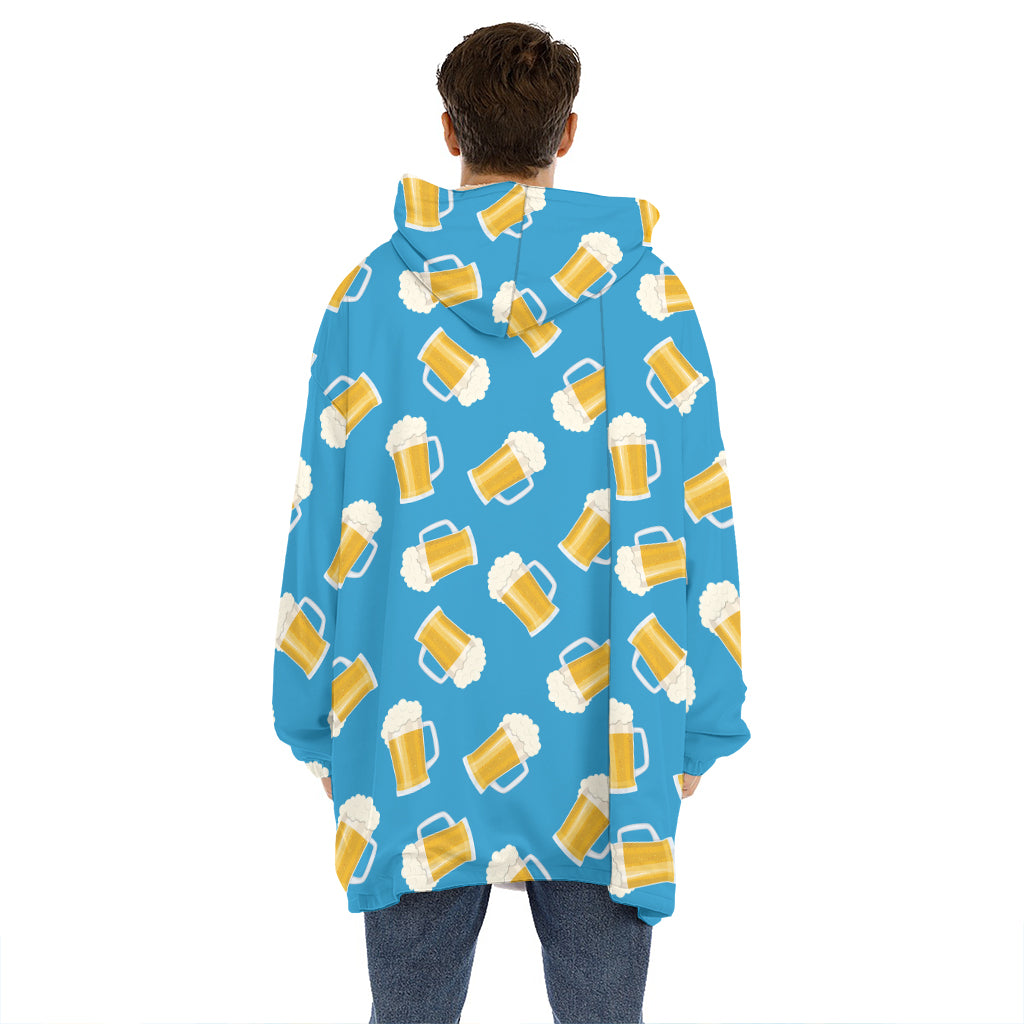 Mug Of Beer Pattern Print Hoodie Blanket