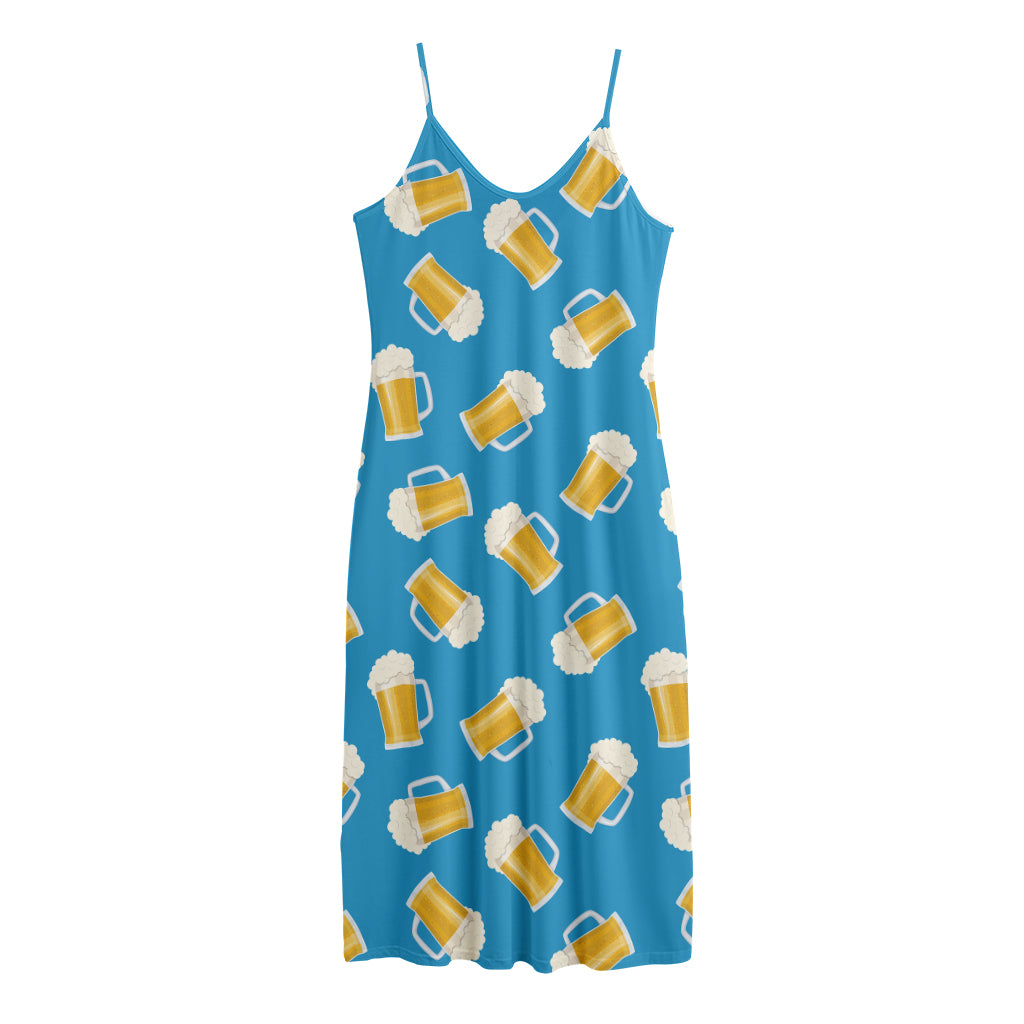 Mug Of Beer Pattern Print Jersey Midi Cami Dress