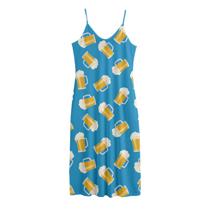 Mug Of Beer Pattern Print Jersey Midi Cami Dress