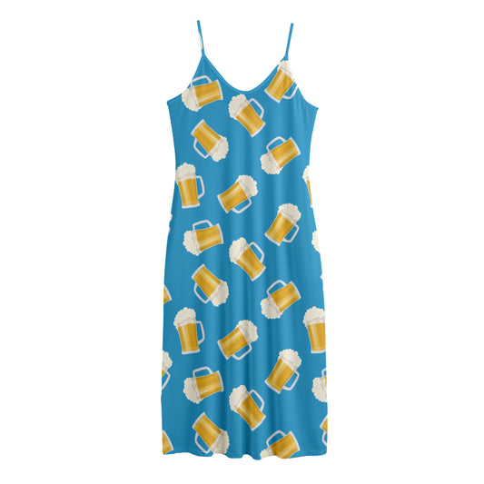 Mug Of Beer Pattern Print Jersey Midi Cami Dress