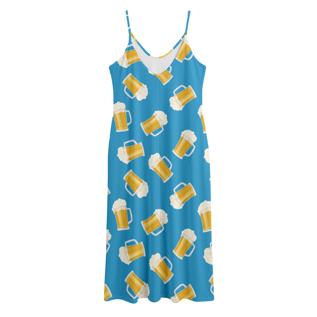 Mug Of Beer Pattern Print Jersey Midi Cami Dress