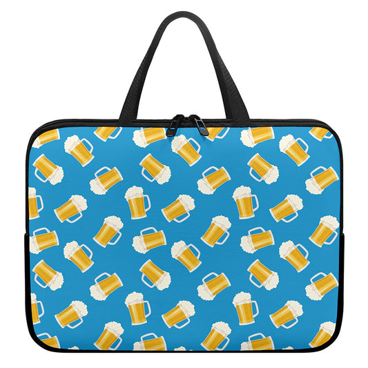 Mug Of Beer Pattern Print Laptop Sleeve With Handle