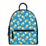 Mug Of Beer Pattern Print Leather Backpack