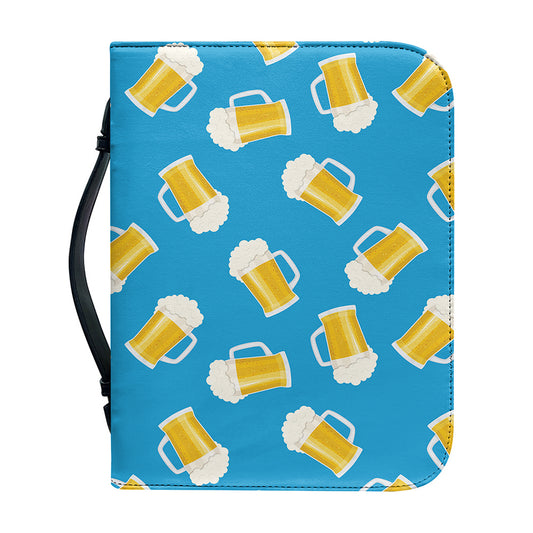 Mug Of Beer Pattern Print Leather Bible Cover