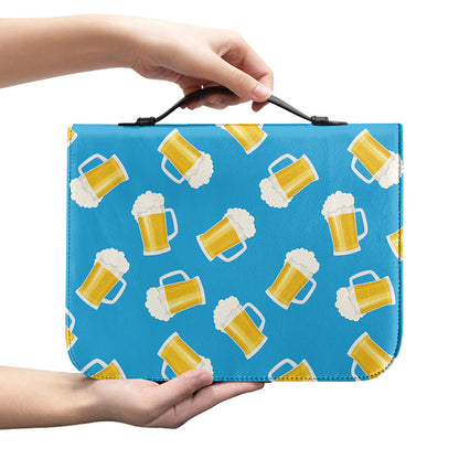 Mug Of Beer Pattern Print Leather Bible Cover