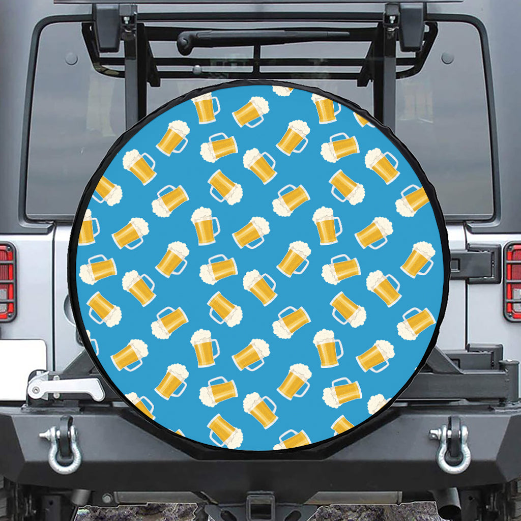 Mug Of Beer Pattern Print Leather Spare Tire Cover