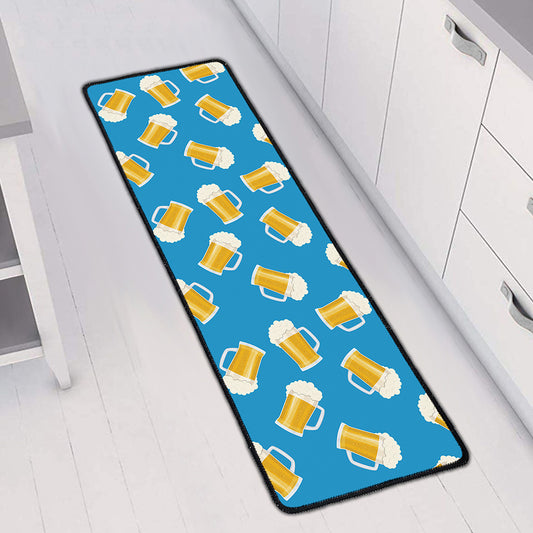 Mug Of Beer Pattern Print Long Kitchen Mat
