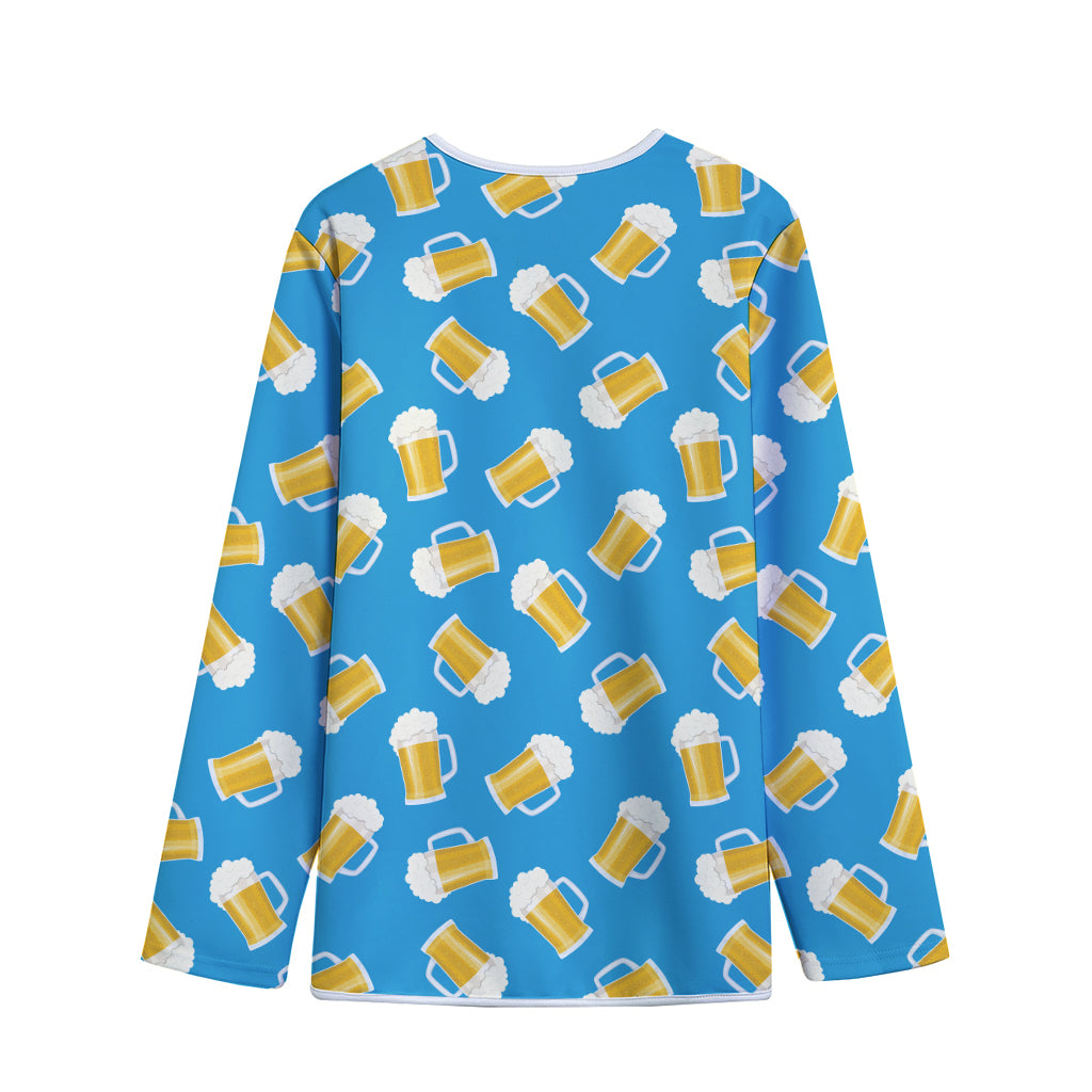 Mug Of Beer Pattern Print Long Sleeve Short Coat