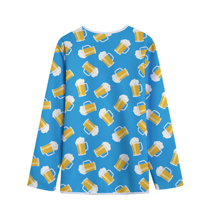 Mug Of Beer Pattern Print Long Sleeve Short Coat