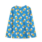 Mug Of Beer Pattern Print Long Sleeve Short Coat