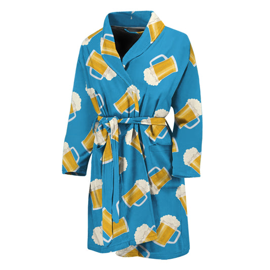 Mug Of Beer Pattern Print Men's Bathrobe